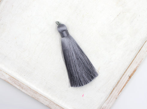 Gray Tassel, Silky Nylon, 3.5 Inches, Sold As 1 Piece.